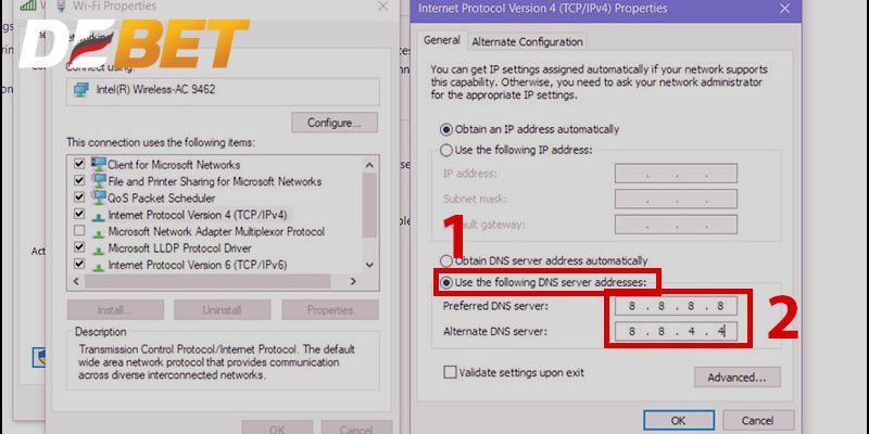 Thay đổi DNS truy cập DEBET không chặn